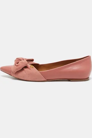 Tory Burch Leather and Suede Knotted Bow Ballet Flats Size 37.5