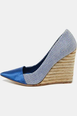 Dior Woven Canvas Dolce Vita Espadrille Wedge Pumps Size 36.5