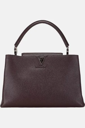 LOUIS VUITTON Brown Leather MM Capucines Top Handle Bags