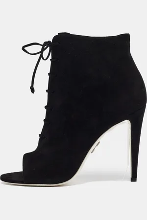 OFF-WHITE Suede Open Toe Lace Up Ankle Booties Size 39