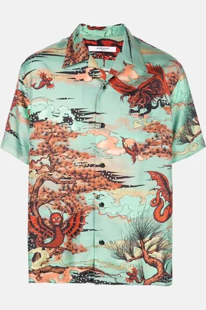 Givenchy Printed Silk Short Sleeve Shirt XXL