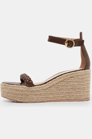 Gianvito Rossi Braided Leather Merida Espadrille Wedge Sandals Size 40