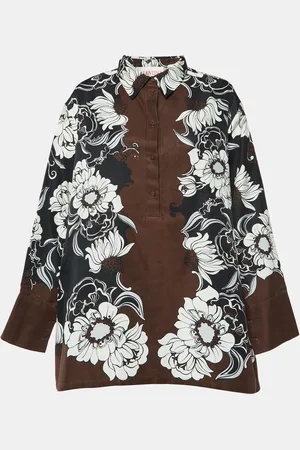 VALENTINO Street Flowers Daisyland Print Cotton & Silk Shirt Dress M