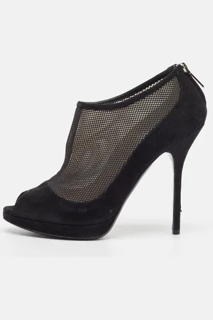 Dior Mesh and Suede Peep Toe Booties Size 39.5