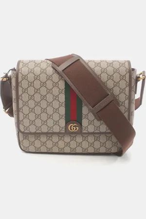 Gucci Brown Multicolor Coated Canvas Leather Ophidia GG Supreme Medium Bag