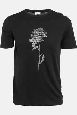 Saint Laurent Text Rose Print Jersey T-Shirt XS