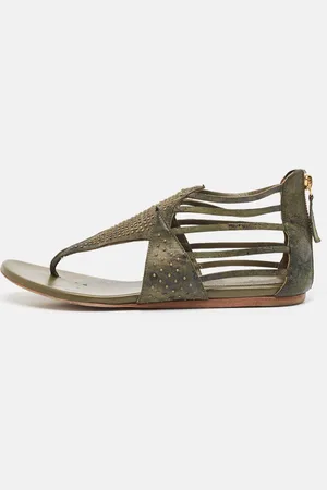 Alexander McQueen Leather Flat Sandals Size 38