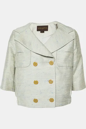 LOUIS VUITTON Pale Textured Silk Short Jacket L