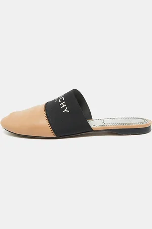 Givenchy /Black Leather Logo Elastic Flat Mules Size 35