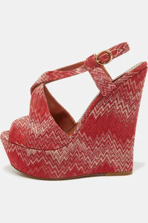 Missoni Lurex Fabric Wedge Sandals Size 39