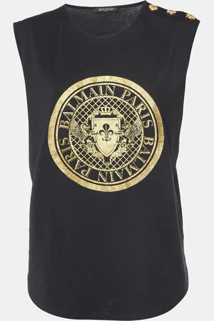 Balmain Logo Print Cotton Sleeveless T-Shirt L