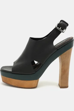 Marni Leather Wooden Platform Slingback Sandals Size 37