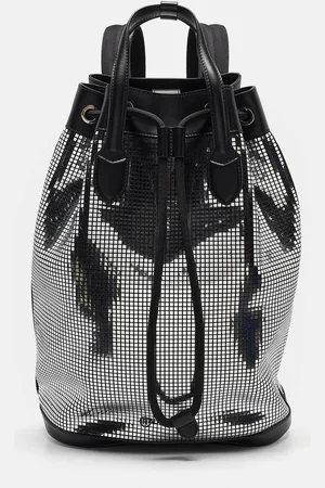 Burberry /Silver Mirror Effect Suede and Leather Backpack