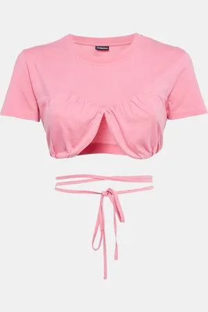 Jacquemus Cotton Knit Underwired Lace-Up Baci Crop Top XS