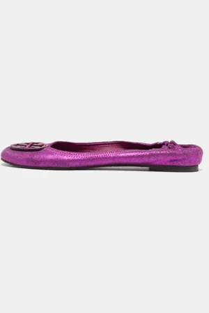 Tory Burch Metallic Leather Reva Scrunch Ballet Flats Size 41