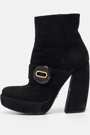 Prada Suede Zip Ankle Boots Size 37