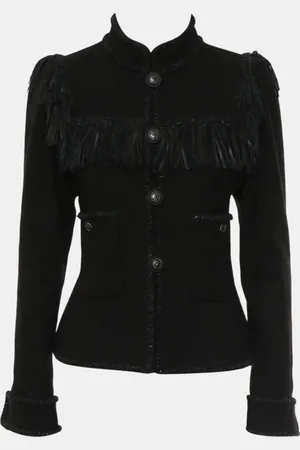 CHANEL Wool Fringe Jacket M