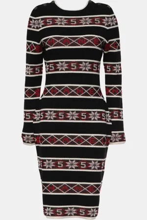 CHANEL Multicolour Stripes Logo Knit Dress M