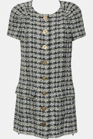 CHANEL Tweed Button Up Dress M