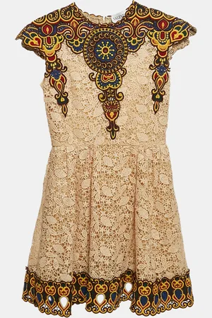 VALENTINO Guipure Lace Patch Detail Mini Dress XS