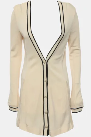 CHANEL Ivory/Black Knitted Cardigan S