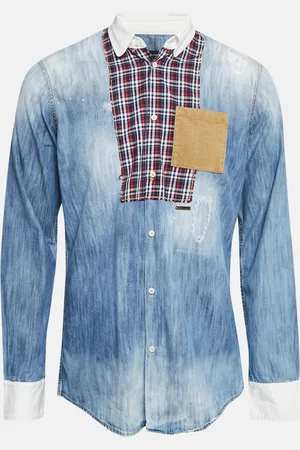 Dsquared2 Corduroy Pocket Denim Patch Detail Shirt L