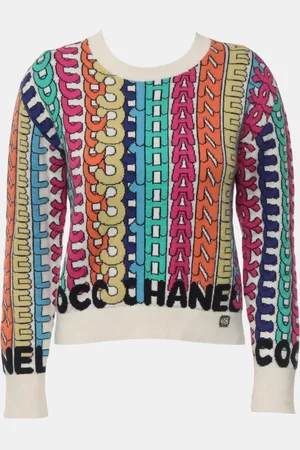 CHANEL Multicolour Logo Knitted Cashmere Sweatshirt S