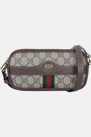 Gucci /Beige Canvas and Leather Ophidia GG Mini Shoulder Bag
