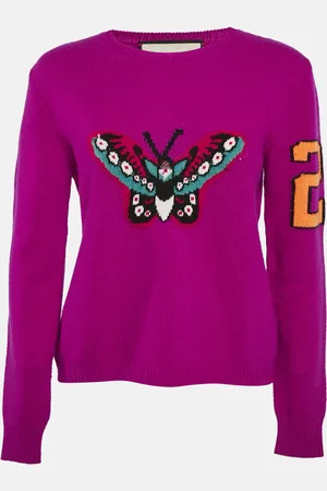 Gucci Floral-Butterfly Intarsia Wool Sweater M