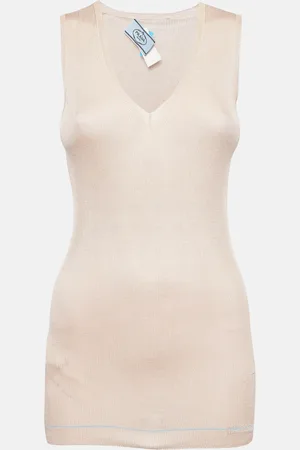 Prada Sand Silk Knit Tank Top M