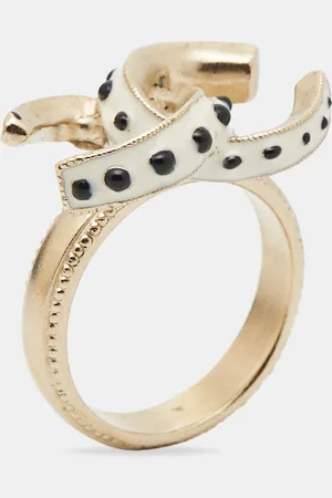 CHANEL CC Enamel Tone Ring Size 52