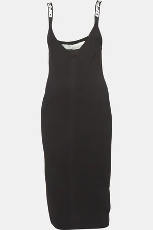 OFF-WHITE Rib Knit Logo Strap Fitted Short Dress M