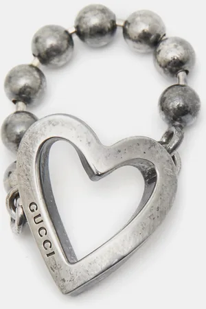 Gucci Heart Sterling Beaded Ring Size 51