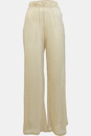 MAJORELLE Lurex Knit Sheer Wide-Leg Pants M