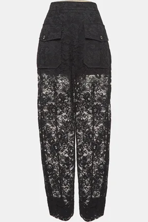 Chloé Floral Pattern Lace Sheer Trousers L