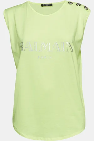 Balmain Fluorescent Logo Print Jersey Sleeveless T-Shirt M
