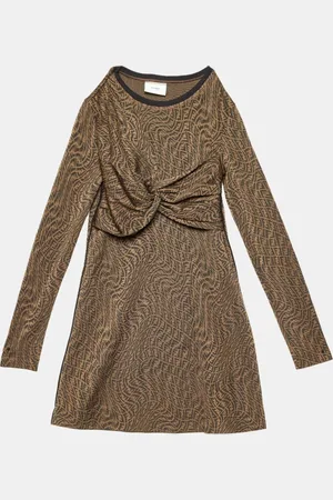 Fendi Kids FF Vertigo Pattern Knit Bow Detail Dress 7 Yrs