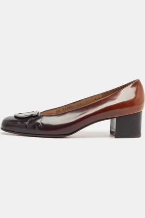 Salvatore Ferragamo /Brown Ombre Leather Gancini Pumps Size 37.5