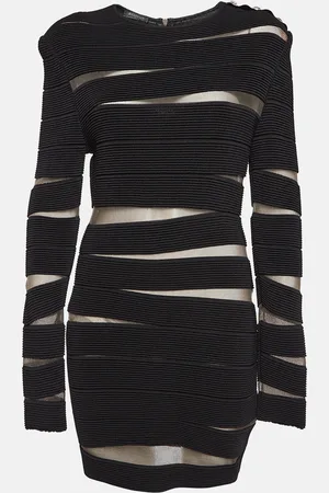 Balmain Open Knit Long Sleeve Mini Dress L