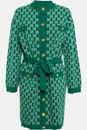 Gucci GG Patterned Wool Knit Belted Long Cardigan S