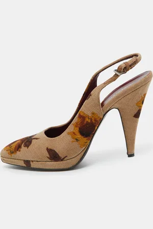 Prada Velvet Floral Slingback Pumps Size 40.5