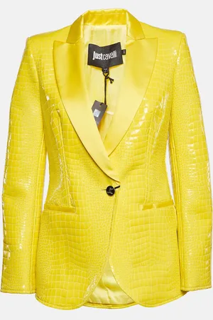 Roberto Cavalli Snake Pattern Faux Leather Blazer M