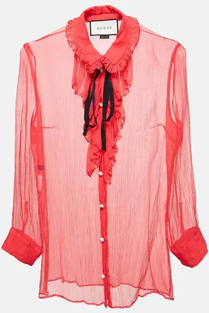Gucci Chiffon Ruffled Sheer Shirt M