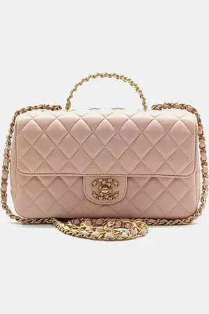 CHANEL Lambskin Top Handle Small Flap Bag