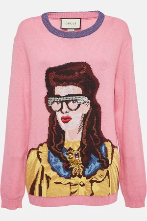 Gucci Embellished & Patterned Wool Knit Sweater XL