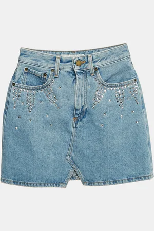Alessandra Rich Embellished Denim Mini Skirt S Waist 26"