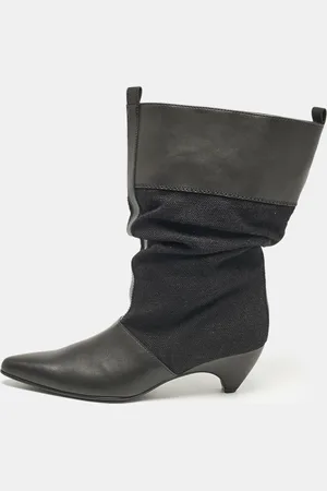 Stella McCartney Canvas and Faux Leather Pointed Toe Ankle Length Boots Size 36