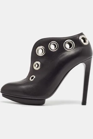Alexander McQueen Leather Eyelet embellished Ankle Booties Size 36