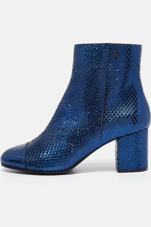 Zadig & Voltaire Python Embossed Leather Ankle Length Boots Size 38