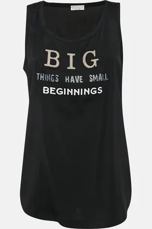 Brunello Cucinelli Printed Silk Monili Bead Detail Tank Top M